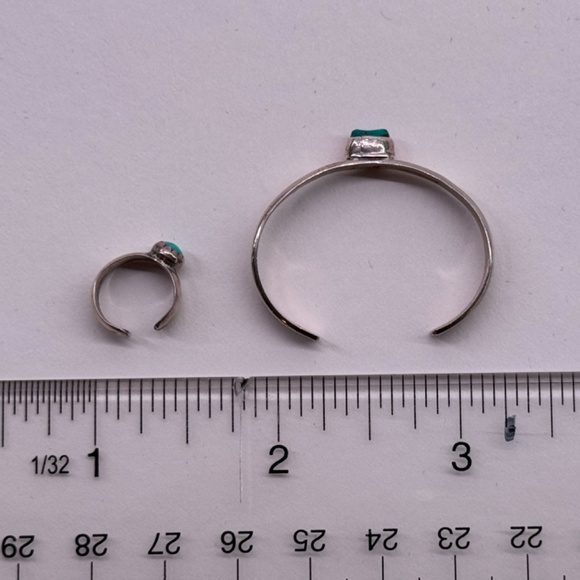 Navajo Sterling Silver Bracelet & Ring with Turquoise - Picture 8 of 8